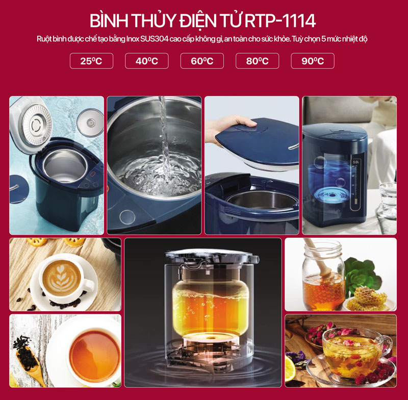 Bình thủy điện tử 5 Lít Roler RTP-1114