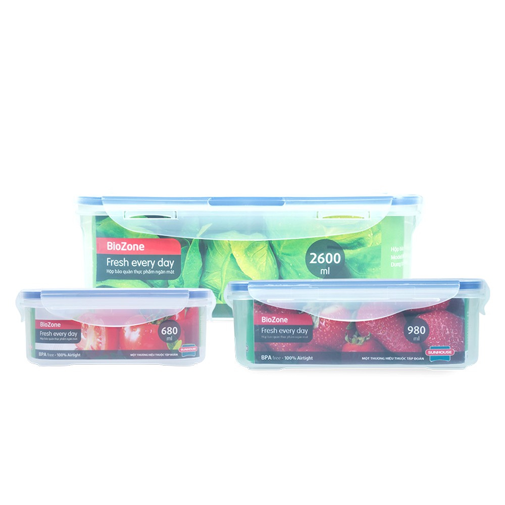 Bộ 3 hộp bảo quản thực phẩm BioZone KB-CO3P02
