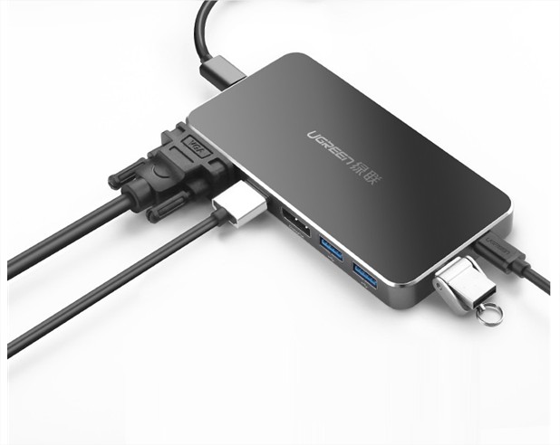 Bộ chuyển đổi USB type C sang HDMI/VGA/Displayport + USB 3.0 hỗ trợ sạc cổng USB-C Ugreen 40872
