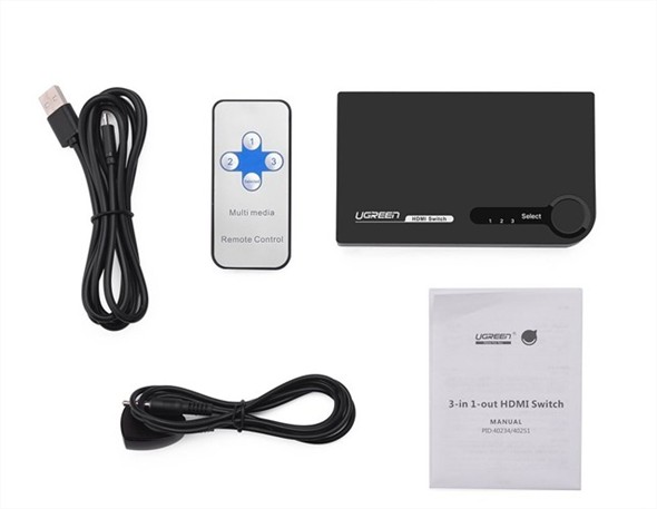 Bộ gộp HDMI 3 vào 1 ra hỗ trợ 3D full HD Ugreen UG-40234