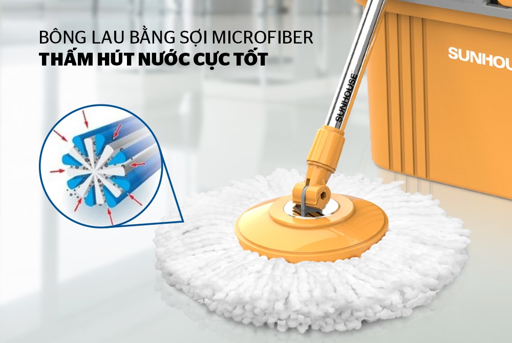 Bộ lau nhà xoay 360 độ SUNHOUSE KS-CL350PO