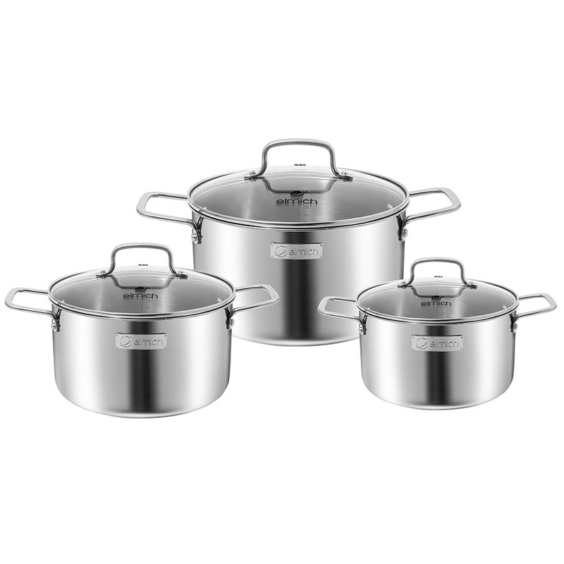Bộ nồi 3 chiếc inox liền khối Elmich EL2488IN01