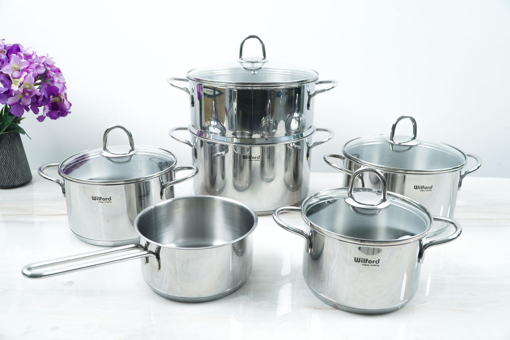 Bộ nồi 7 chiếc inox Chef's Wilford WF7Plus