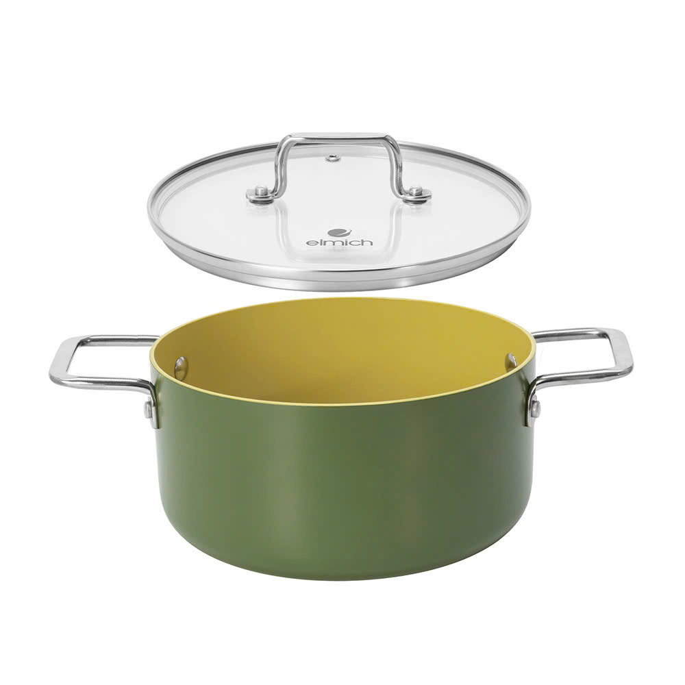 Bộ nồi chảo 3 chiếc phủ sứ Elmich Olive Classic EL-5232OV02
