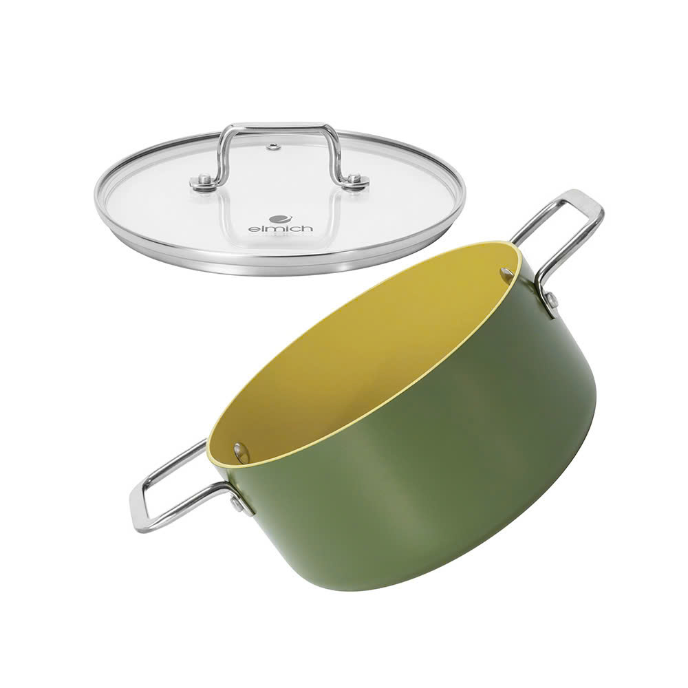 Bộ nồi chảo 3 chiếc phủ sứ Elmich Olive Classic EL-5232OV02