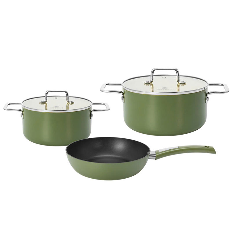 Bộ nồi chảo 3 chiếc phủ sứ Elmich Olive Classic EL-5232OV02