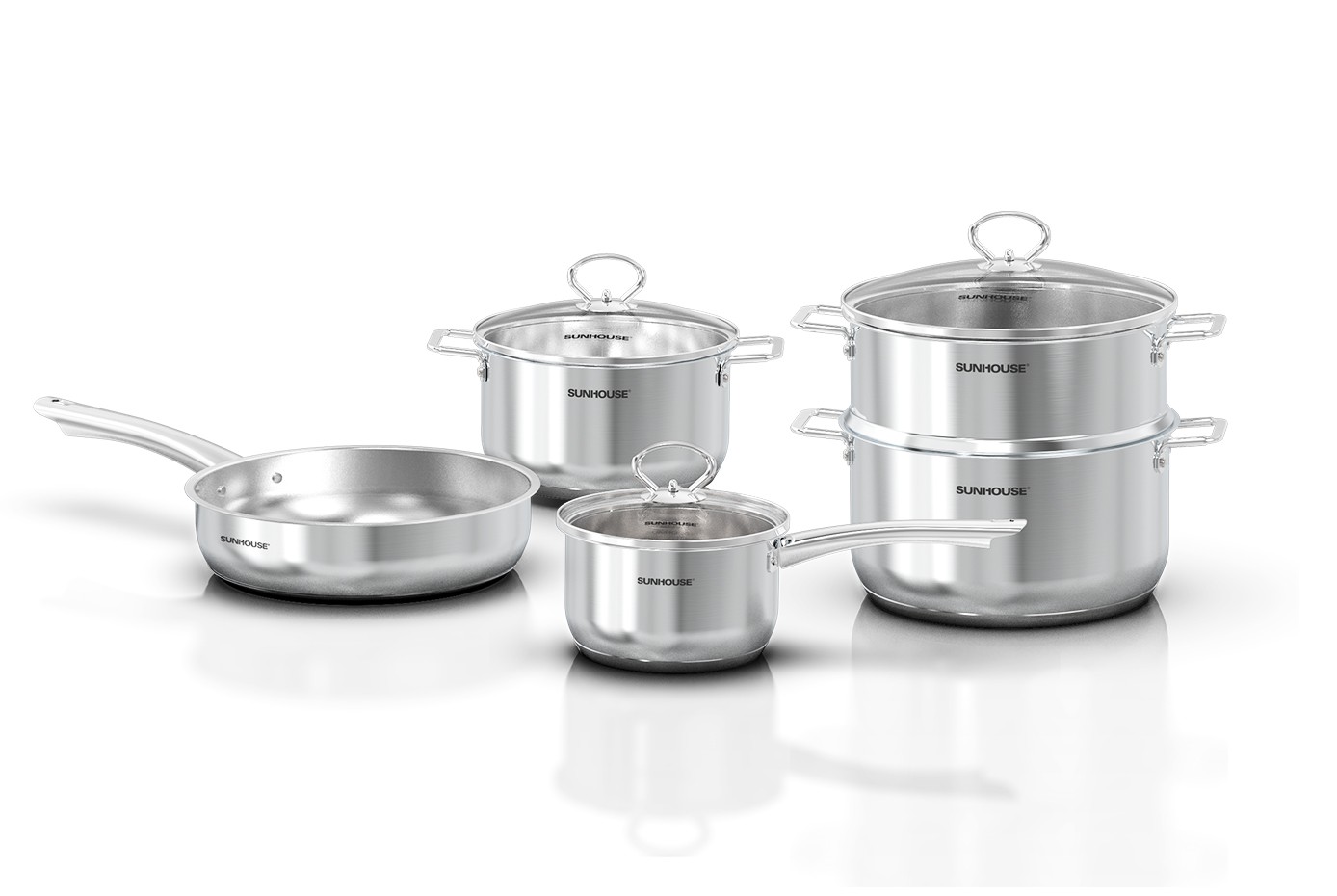 Bộ nồi chảo inox impact plus Sunhouse Healthy SHG991