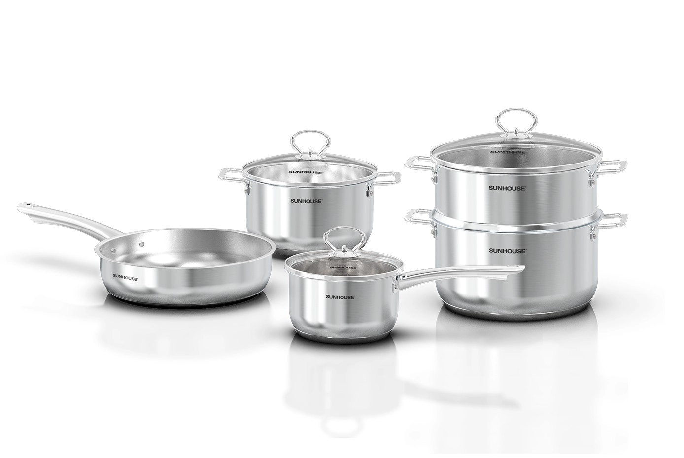 Bộ nồi chảo inox impact plus Sunhouse Healthy SHG991
