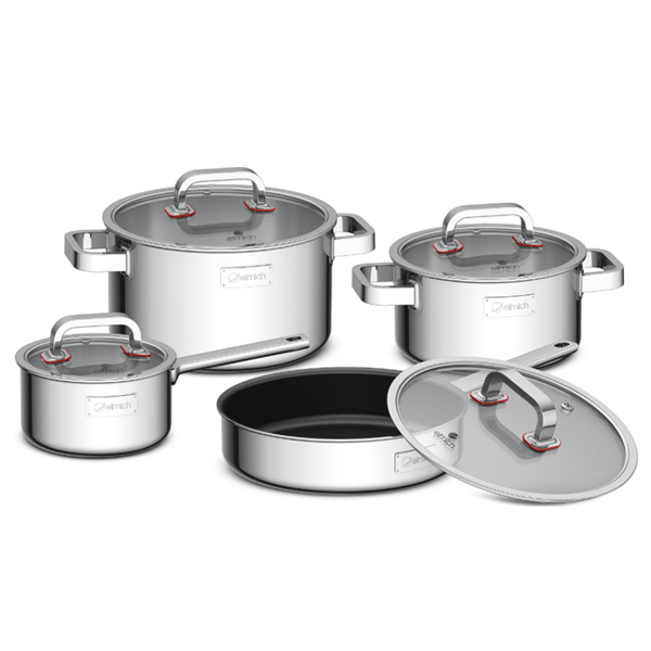 Bộ nồi chảo sang trọng 3 lớp liền đáy Elmich Diamon EL3329