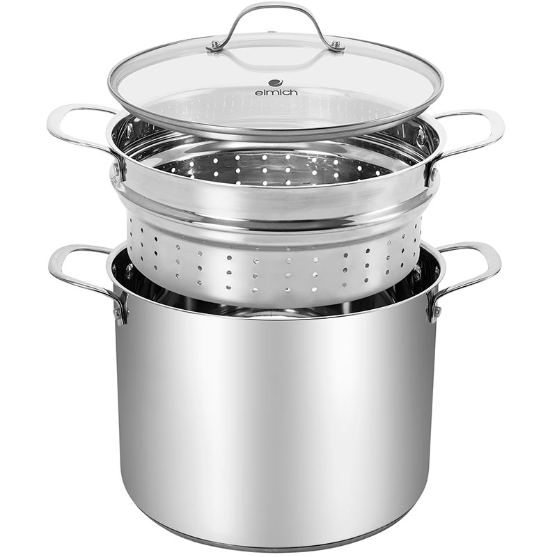 Bộ nồi xửng hấp 2 chiếc inox 304 đáy 5 lớp Elmich size 28cm EL-2533IN28