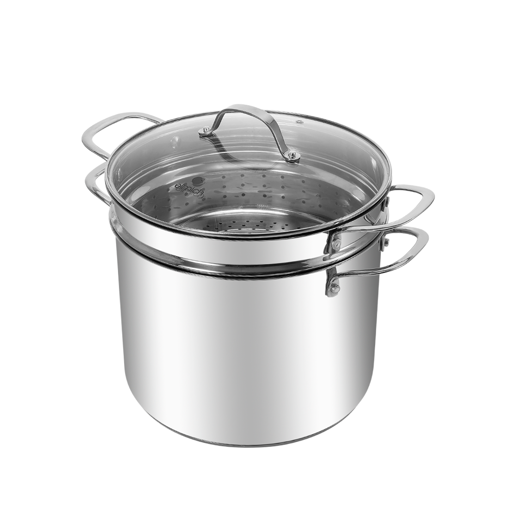 Bộ nồi xửng hấp 2 chiếc inox 304 đáy 5 lớp Elmich size 28cm EL-2533IN28