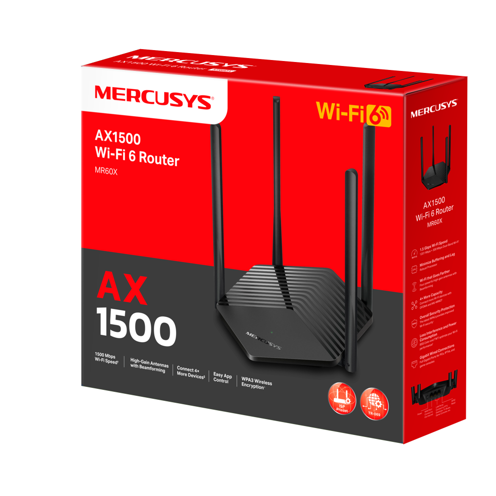 Bộ phát Wifi chuẩn AX1500 wifi 6 Mercusys MR60X Gigabit