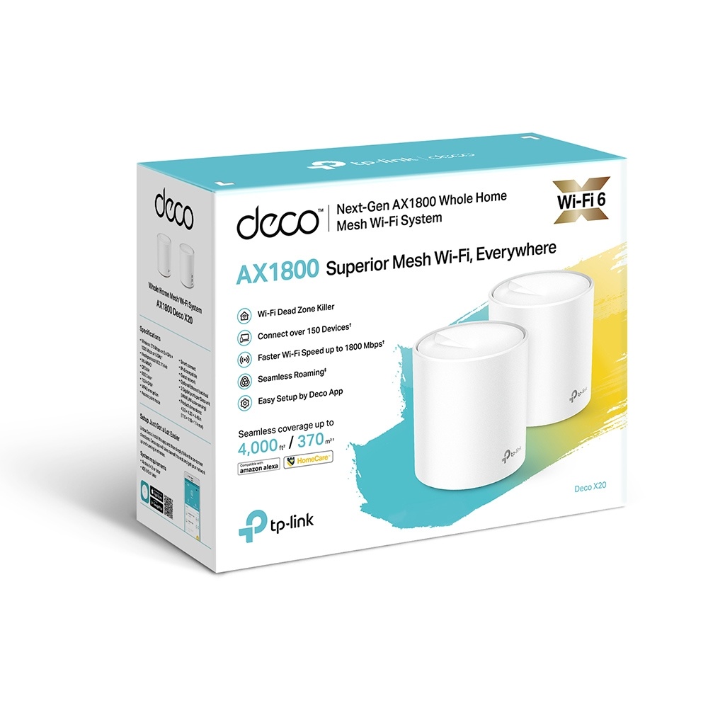 Bộ phát Wifi Mesh cho gia đình chuẩn AX1800 TPLink Deco X20 (2 pack)