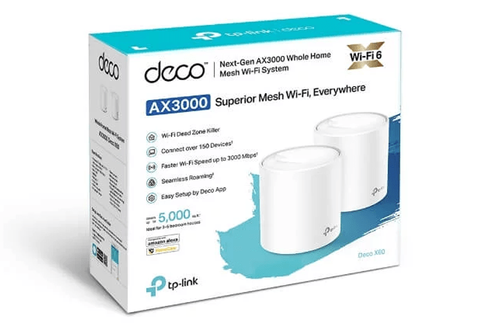 Bộ phát Wifi Mesh cho gia đình chuẩn AX3000 TPLink Deco X60 (2 pack)