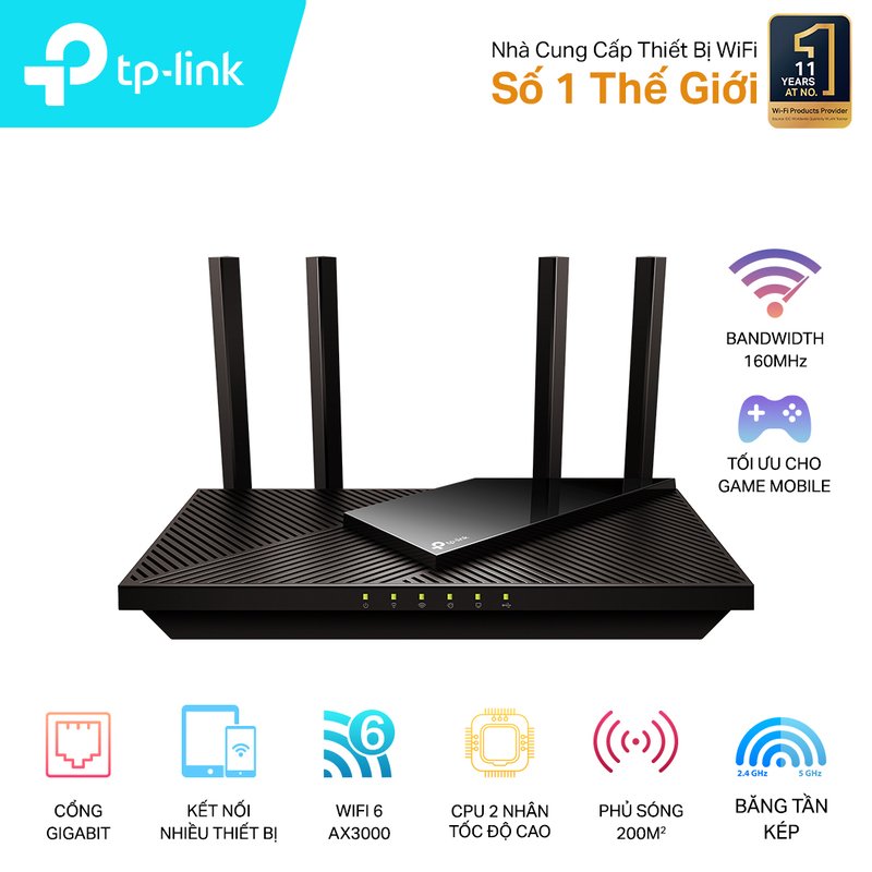 Bộ phát Wifi TPLink chuẩn AX3000 wifi 6 Archer AX55