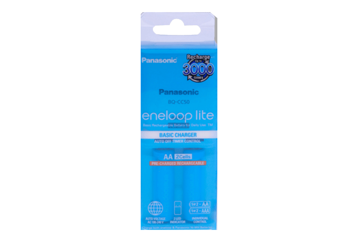Bộ sạc Panasonic Eneloop Lite K-KJ50LCC20V - Sạc + 2 viên pin AA 1.000 mAh
