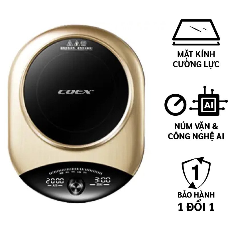 Bếp điện từ đa năng cao cấp COEX CI-3368 Vàng (Kèm nồi lẩu)