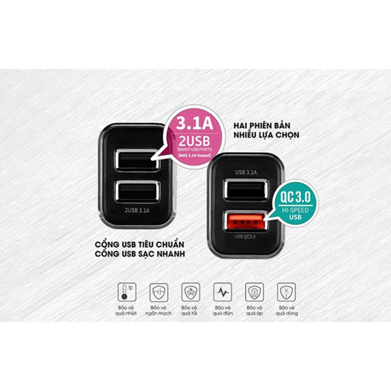 Củ sạc oto 2 cổng WK WP-C19 Sigee