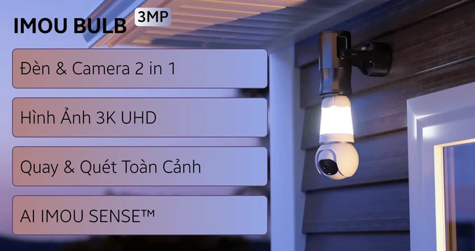Camera bóng đèn iMou Bulb Cam S6DP-3M0WEB (3MP, đàm thoại, quay quét, đêm có màu)
