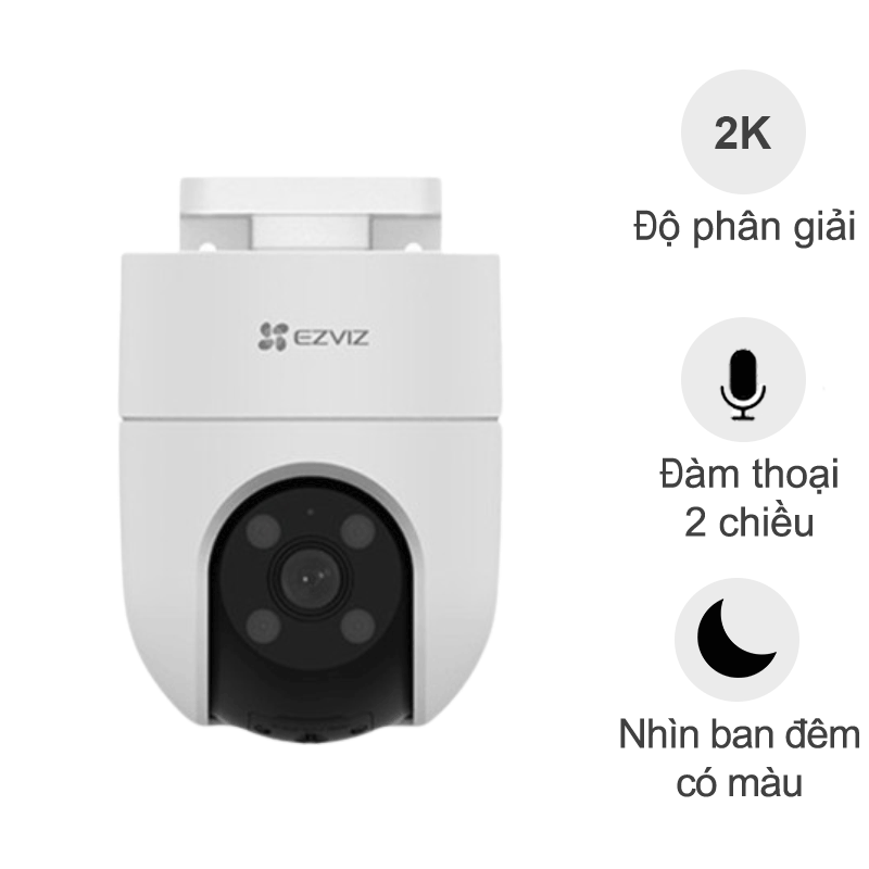 Camera IP Wifi ngoài trời Ezviz CS-H8C 2K (3MP, đàm thoại, quay quét, đêm full màu)