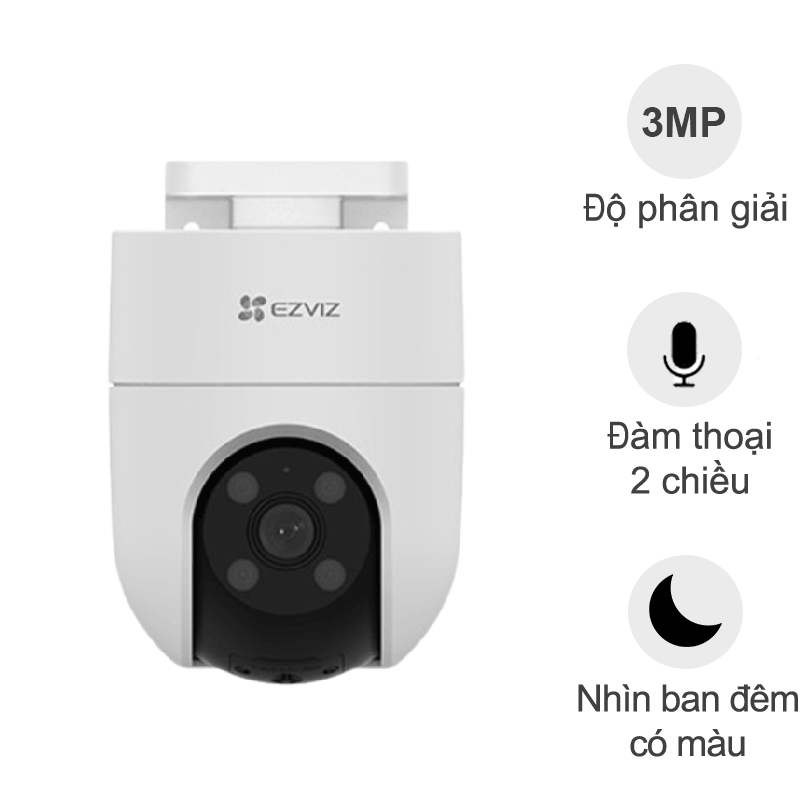 Camera IP Wifi ngoài trời Ezviz CS-H8C Pro 3MP (2K, đàm thoại, quay quét, đêm full màu)