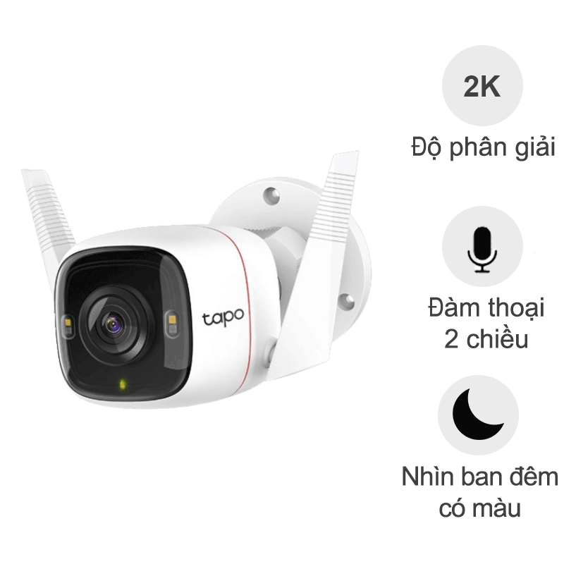 Camera ngoài trời TPLink Tapo C320WS (2K, đàm thoại 2 chiều, IP66, full màu đêm)