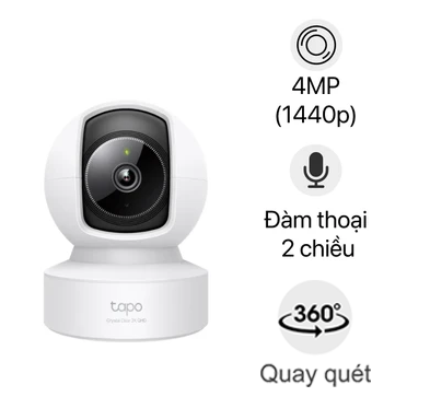Camera TPLink Tapo C222 (4MP/ 2K QHD, đàm thoại, quay quét)