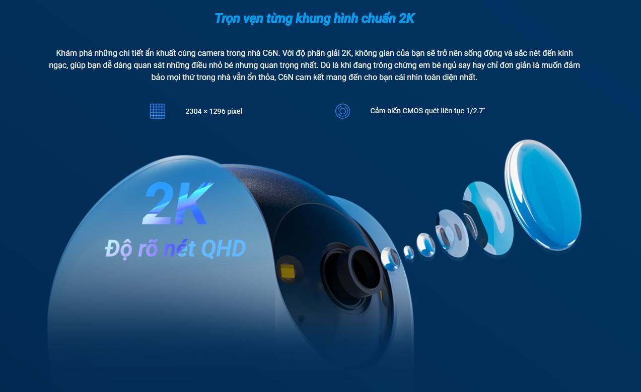 Camera Wifi Ezviz CS-C6N G1 3MP (2K, gọi điện qua app, quay quét, đêm full màu)