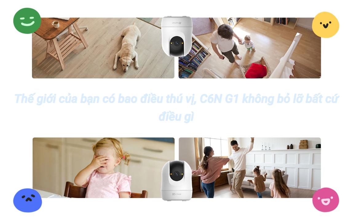 Camera Wifi Ezviz CS-C6N G1 3MP (2K, gọi điện qua app, quay quét, đêm full màu)