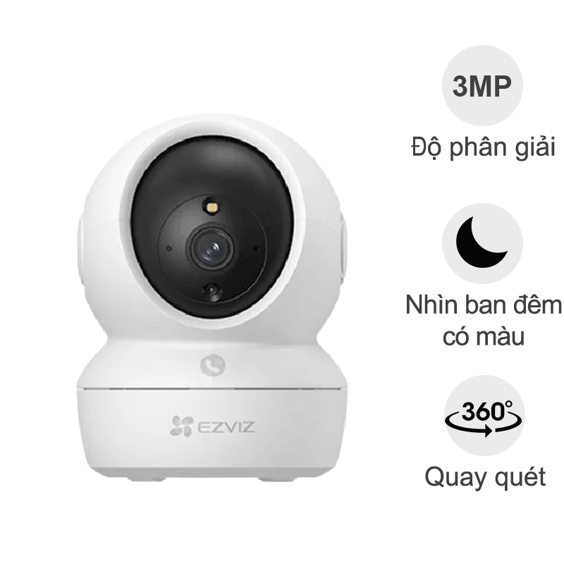 Camera Wifi Ezviz CS-H6C Pro 3MP (2K, gọi điện qua app, quay quét, đêm full màu)