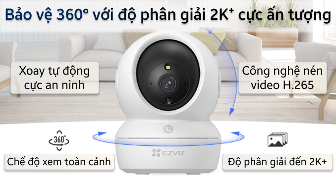 Camera Wifi Ezviz CS-H6C Pro 3MP (2K, gọi điện qua app, quay quét, đêm full màu)