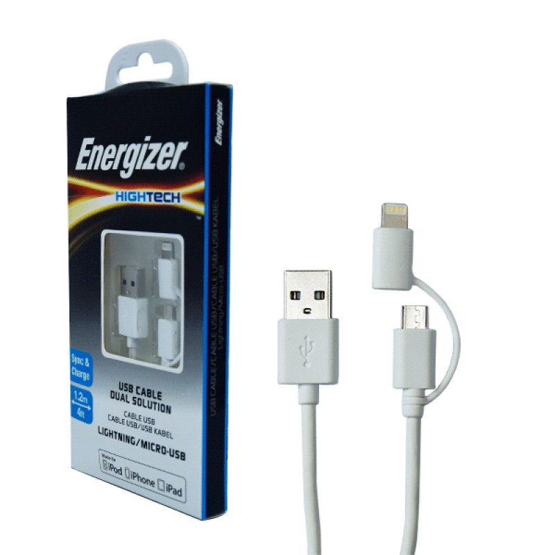 CÁP 2 CỔNG LIGHTNING MICROUSB 1M ENERGIZER C11UBDUG
