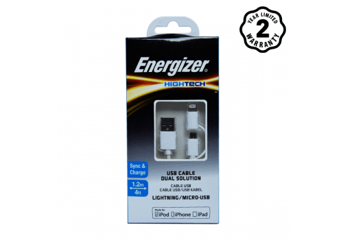 CÁP 2 CỔNG LIGHTNING MICROUSB 1M ENERGIZER C11UBDUG
