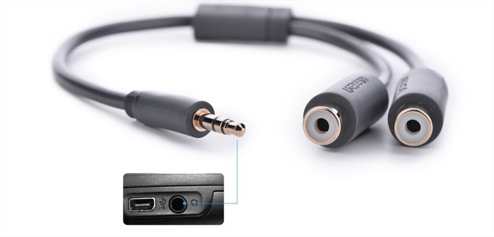 Cáp âm thanh Audio 3,5mm ra RCA âm dài 20cm Ugreen UG-10547