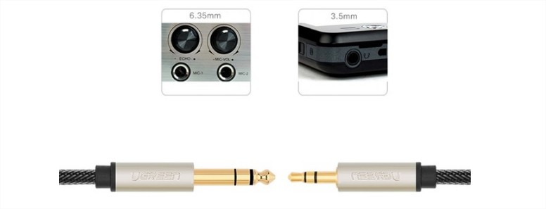 Cáp âm thanh Audio 3,5mm sang 6,5mm hai đầu dương 3M Ugreen UG-10629