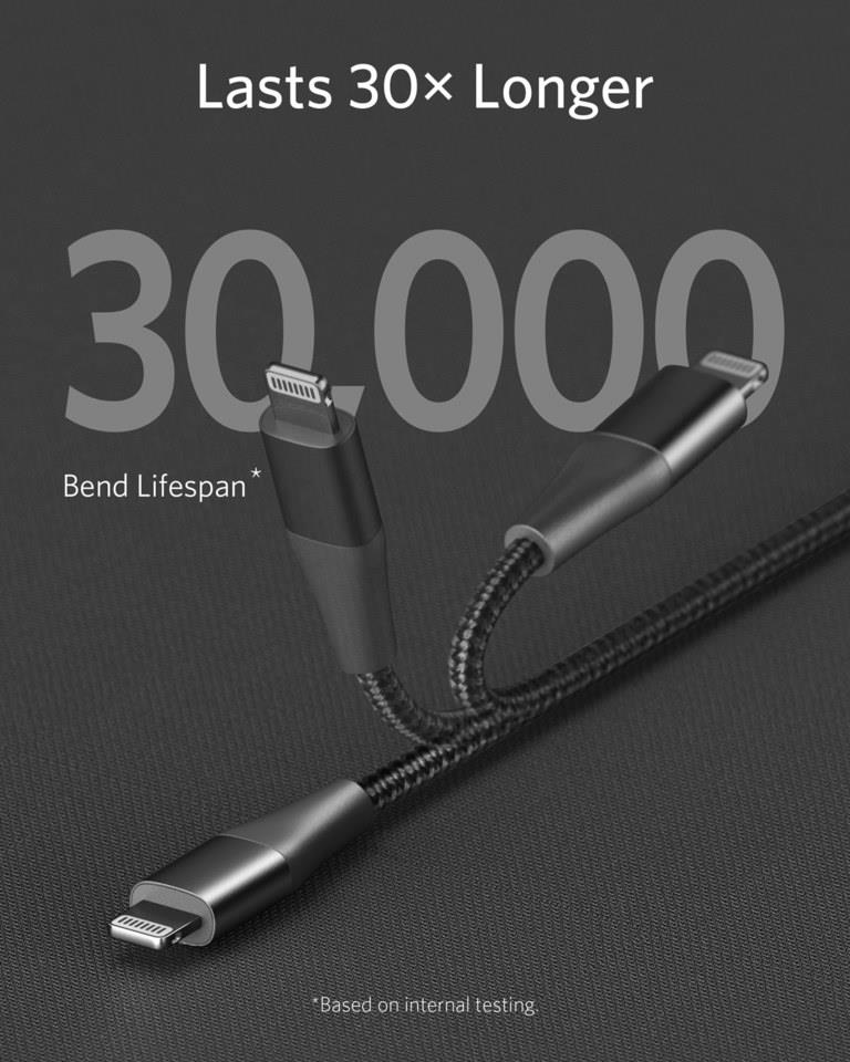Cáp Anker PowerLine+ II Lightning to USB-C, dài 0.9m - A8652