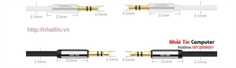 Cáp Audio 3.5mm dây tròn 0,5M Ugreen UG-10732 mạ vàng 24K