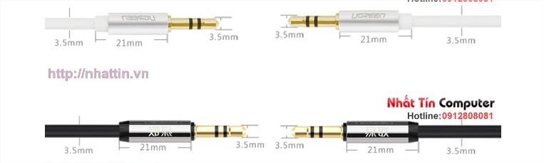 Cáp Audio 3.5mm dây tròn 1M Ugreen UG-10733 mạ vàng 24K