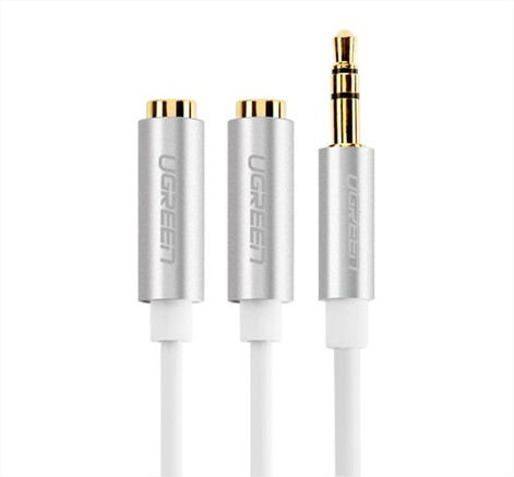 Cáp chia 2 cổng Audio 3,5mm dài 20cm Ugreen UG-10780 (trắng)
