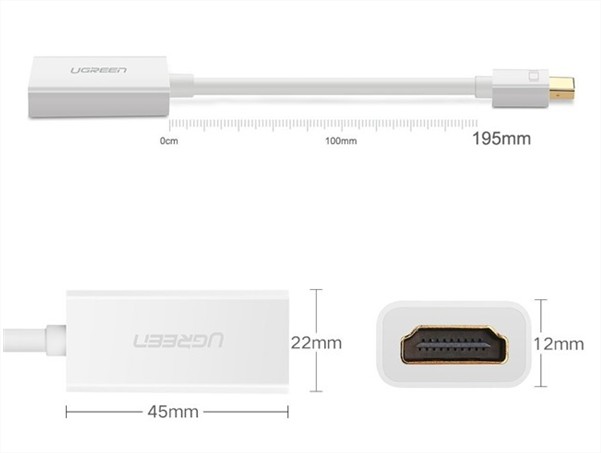Cáp chuyển đổi Mini Displayport, thunderbolt sang HDMI âm Ugreen UG-10460 (màu trắng)