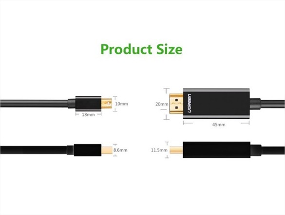 Cáp chuyển đổi mini DisplayPort to HDMI 2M cho Macbook Ugreen UG-10435 (Màu đen)