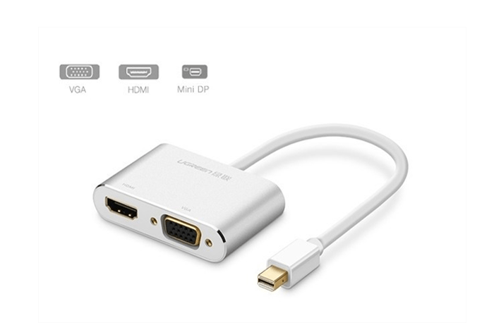 Bộ chuyển đổi mini DisplayPort sang HDMI/VGA, Ugreen - 20421 màu bạc dài 25cm