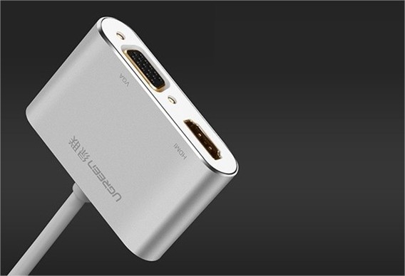 Bộ chuyển đổi mini DisplayPort sang HDMI/VGA, Ugreen - 20421 màu bạc dài 25cm
