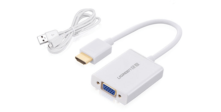 Cáp chuyển đổi Ugreen mini HDMI ra VGA 15cm (dây nguồn USB và dây Audio kèm theo)