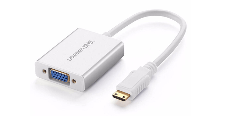 Cáp chuyển đổi Ugreen mini HDMI ra VGA 15cm (dây nguồn USB và dây Audio kèm theo)