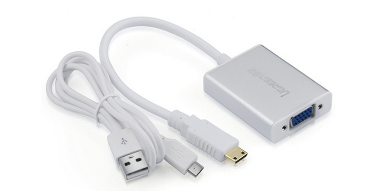 Cáp chuyển đổi Ugreen mini HDMI ra VGA (Audio quang + Audio 3.5'')