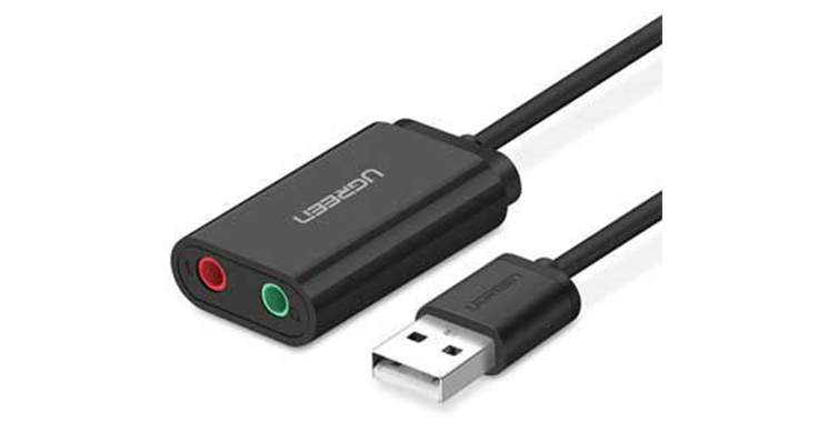 Dây chuyển đổi USB 2.0 sang AV 3.5mm màu đen dài 15CM Ugreen (30724) US205