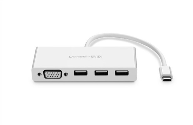Cáp chuyển đổi USB Type-c sang VGA kèm Hub USB 3.0 Ugreen 40375
