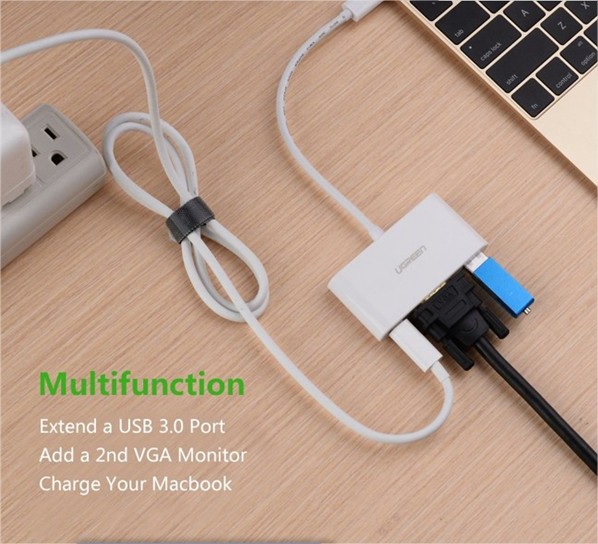 Cáp chuyển USB Type C 3.1 sang USB 3.0 và VGA cho Macbook 2015 Ugreen 30376