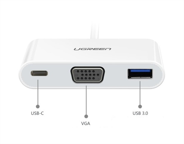 Cáp chuyển USB Type C 3.1 sang USB 3.0 và VGA cho Macbook 2015 Ugreen 30376